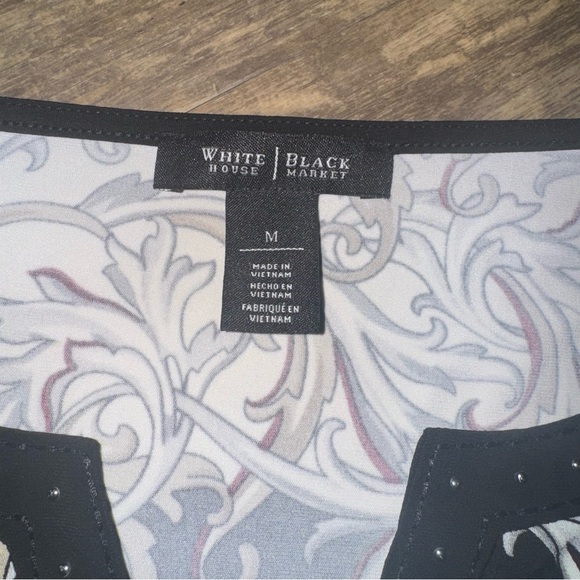 White House Black Market Black and White Ornate Tunic - Picture 6 of 7